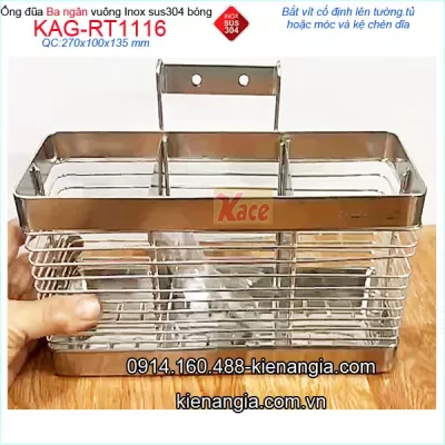 Ống đũa 3 ngăn inox sus304 KAG-RT1116