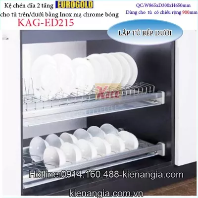 Kệ chén dĩa 2 tầng tủ bếp trên 900 EUROGOLD KAG-ED215