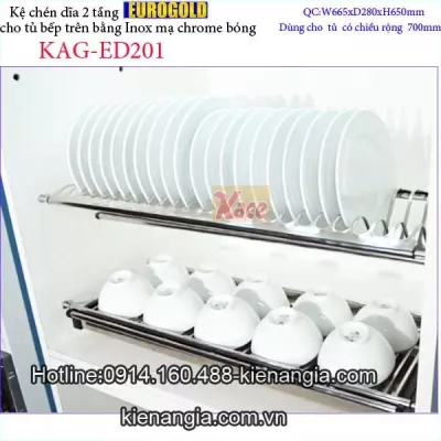 Kệ úp bát đĩa 2 tầng tủ bếp trên 700 EUROGOLD KAG-ED201