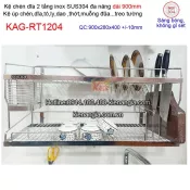 Kệ 2 tầng chén dĩa đa năng 5 trong 1 dài 900 sus304 KAG-RT1204