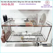 Kệ chén dĩa dao thớt 2 tầng treo tủ bếp 800 inox Nhật Bản KAG-BL55