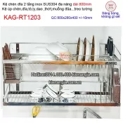 Kệ chén dĩa dao thớt ống đũa dài 800 inix sus304 2 tầng KAG-RT1203