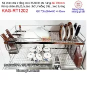 Kệ inox 304 đa năng  7 tấc 2 tầng treo tường KAG-RT1202