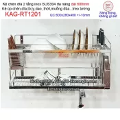 Kệ úp chén 2 tầng 600 treo tủ bếp inox 304 KAG-RT1201