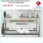 Kệ 2 tầng 8 tấc  chén bát dao thớt đặt bàn inox Nhật Bản KAG-BL58