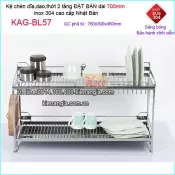 Kệ 2 tầng inox Nhật Bản dài 700úp chén dĩa dao thớt đặt bàn  KAG-BL57