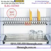 Kệ chén 2 tầng inox sus304 âm tủ bếp trên 90cm EUROGOLD KAG-ED303