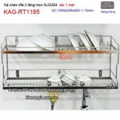 Kệ chén dĩa 2 tầng dài 100cm bằng inox sus304 KAG-RT1195