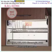 Kệ chén dĩa 2 tầng inox sus304 mờ âm tủ bếp trên 70cm EUROGOLD KAG-ED301