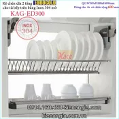Kệ chén dĩa  inox sus304 mờ âm tủ bếp trên 60cm EUROGOLD KAG-ED300