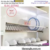 Kệ chén dĩa inox sus304 mờ âm tủ bếp trên 80cm EUROGOLD KAG-ED302