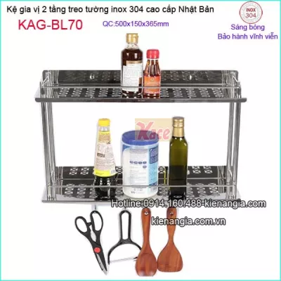 Kệ gia vị 2 tầng inox Nhật Bản treo tường KAG-BL70