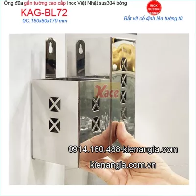 Ống đũa đôi,ống đũa vuông inox Nhật Bản treo tường KAG-BL72