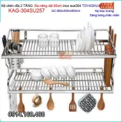 Kệ chén dao thớt ống đũa 2 tầng Tovashu sus304  80cm KAG-304SU257