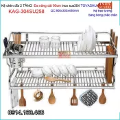 Kệ chén dao thớt ống đũa 2 tầng Tovashu sus304 90cm KAG-304SU258