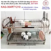 Kệ chén dĩa inox 304 2 tầng đa năng ĐẶT BÀN dài 60cm KAG-304RT1210