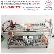 Kệ chén dĩa inox 304 2 tầng đa năng ĐẶT BÀN dài 70cm KAG-304RT1211