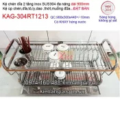 Kệ chén dĩa inox 304 2 tầng đa năng ĐẶT BÀN dài 90cm KAG-304RT1213