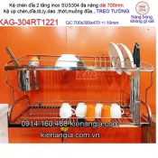 Kệ chén dĩa inox 304 2 tầng đa năng Treo tường dài 70cm KAG-304RT1221