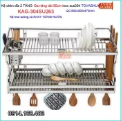 Kệ đa năng có khay  2 tầng treo tường Tovashu sus304 dài 80cm KAG-304SU263