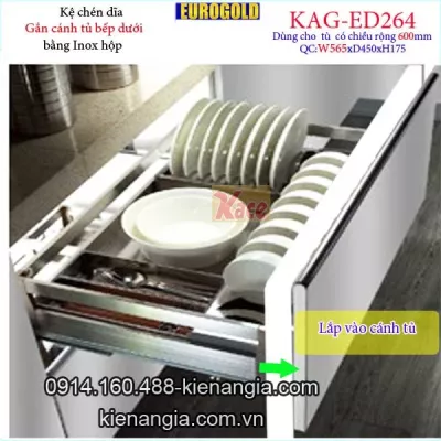 Kệ chén dĩa inox hộp gắn cánh 60cm EUROGOLD-KAG-ED264