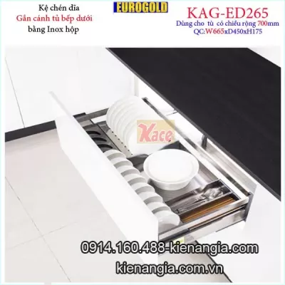 Kệ chén dĩa inox hộp gắn cánh 70cm EUROGOLD-KAG-ED265
