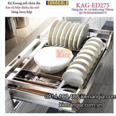 Kệ chén dĩa inox hộp gắn cánh 70cm EUROGOLD-KAG-ED275