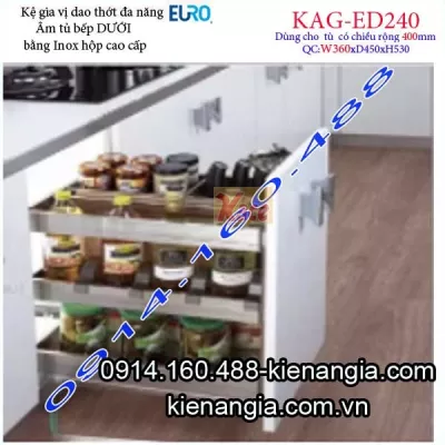 Kệ gia vị dao thớt inox hộp tủ 400 EUROGOLD-KAG-ED240