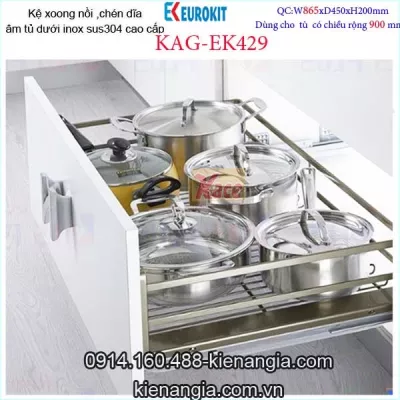 Kệ nồi, chén dĩa EUROKIT 90cm KAG-EK429, khuyến mãi phí lắp đặt  TPHCM