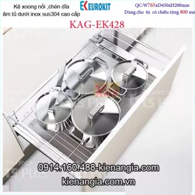Kệ xoong nồi chén dĩa EUROKIT 80cm KAG-EK428, khuyến mãi lắp đặt TPHCM