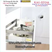 Kệ xoong nồi chén dĩa inox hộp gắn cánh tủ 60cm EUROGOLD-KAG-ED244