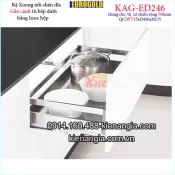 Kệ xoong nồi chén dĩa inox hộp gắn cánh tủ 75cm EUROGOLD-KAG-ED246