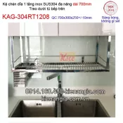 Kệ chén dĩa 70cm treo dưới đáy tủ bếp inox304 KAG-304RT1208