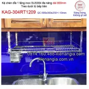 Kệ chén dĩa 80cm treo dưới đáy tủ bếp inox304 KAG-304RT1209
