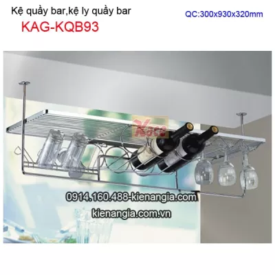 Kệ ly quầy bar dài 93cm bằng inox 304 KAG-KQB93
