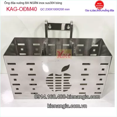 Ống đũa vuông táo 3 ngăn inox 304 bóng KAG-ODM40