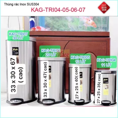 Thùng rác tròn inox KAG-TRI04-05-06-07