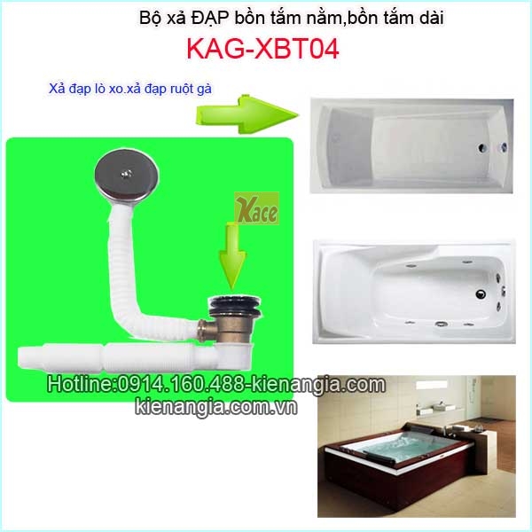 Xả bồn tắm nằm,xả đạp lò xo bồn tắm dài KAG-XBT04