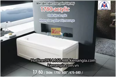 Bồn tắm nằm chân yếm Việt Mỹ acrylic 1780