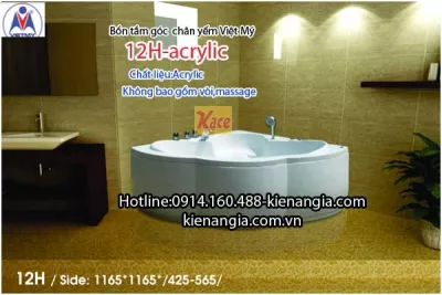 Bồn tắm góc acrylic chân yếm Việt Mỹ 12H