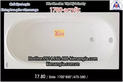 Bồn tắm xây Việt Mỹ acrylic dài 1,7m căn hộ 1780