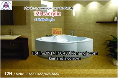 Bồn tắm góc massage chân yếm Việt Mỹ acrylic 12H