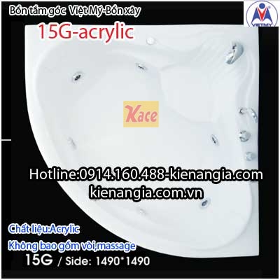 Bồn tắm góc Việt Mỹ xây acryic 15G
