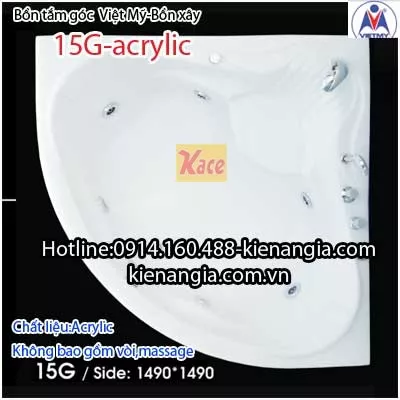 Bồn tắm góc Việt Mỹ xây acryic 15G