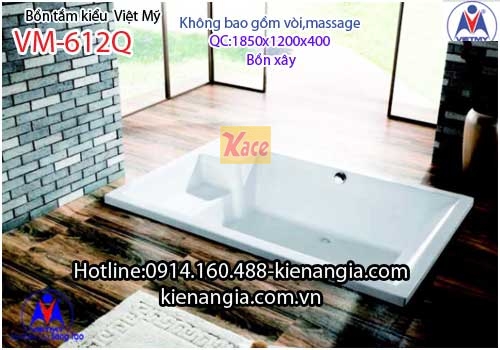 Bồn tắm xây hình chữ nhật Việt Mỹ VM612Q1