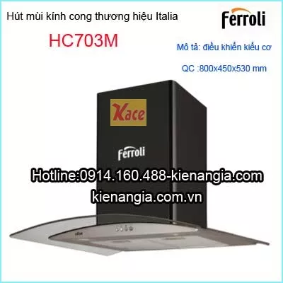 Hút khói 2 trong 1 kính cong 800 Ferroli-Italia HC703M