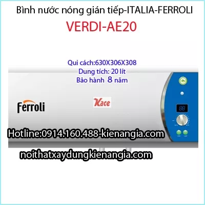 Bình gián tiếp 20 Lít Ferroli  KAG-VERDI-AE20