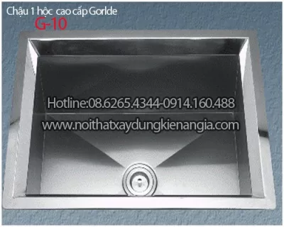 Chậu rửa chén 1 hộc vuông âm mặt đá 76x54 x25cm CRBA GORLDE GD-10