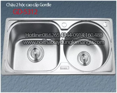 Chậu rửa chén 2 hộc tròn GORDLE GD5312