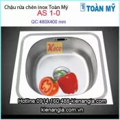 Bồn rửa chén đơn bằng inox 48x44 cm Toàn Mỹ AS10